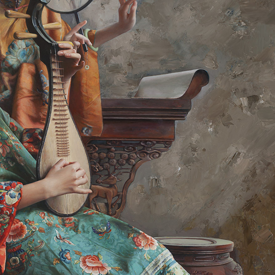 王明月《弦外禅音》|纸质版画|作品被选为国礼