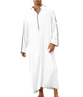 Arab men's shirt Muslim long robe clothes 简约休闲长袍衫男
