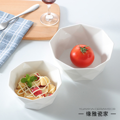 中日式米饭碗泡面碗大汤碗甜品碗水果沙拉碗创意餐具纯白色陶瓷碗