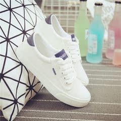 人本运动小白鞋女 学生韩版低帮白色系带休闲鞋简约潮板鞋帆布鞋