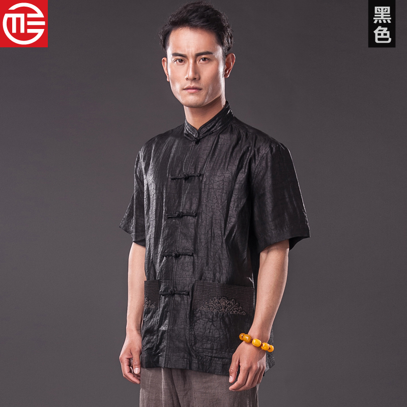唐装 男士夏装香云纱真丝短袖中国风男装中式衬衫桑蚕丝上衣男式在类目 男装, 民族服装中 - 来自Buy2taobao.com提供专业的淘宝代购服务