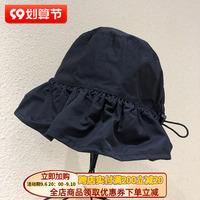 韩国抽绳波浪帽檐春夏小沿遮阳黑日系显脸小防晒盆帽潮百搭太阳帽