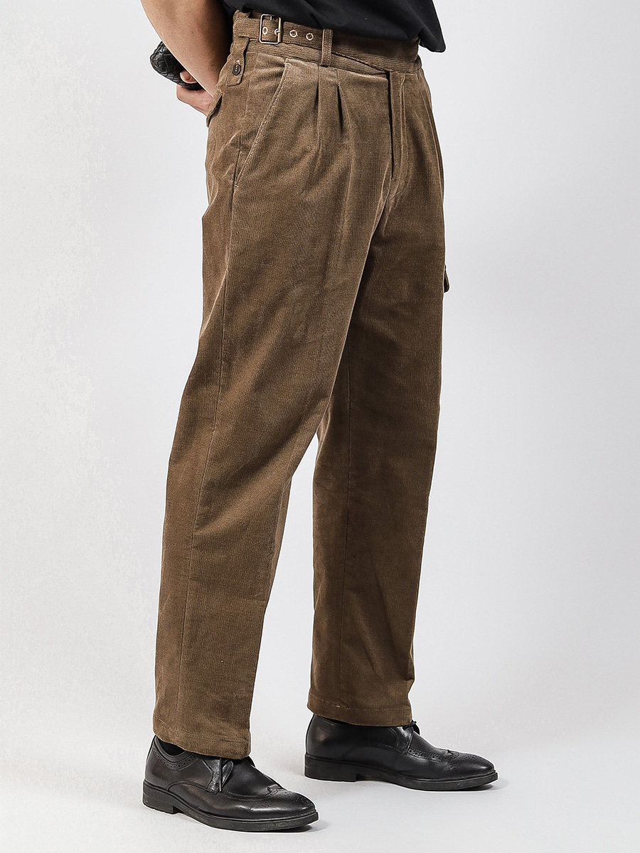 20秋冬gurkha廓尔喀男士工装宽松直筒休闲裤复古灯芯绒条纹军裤男