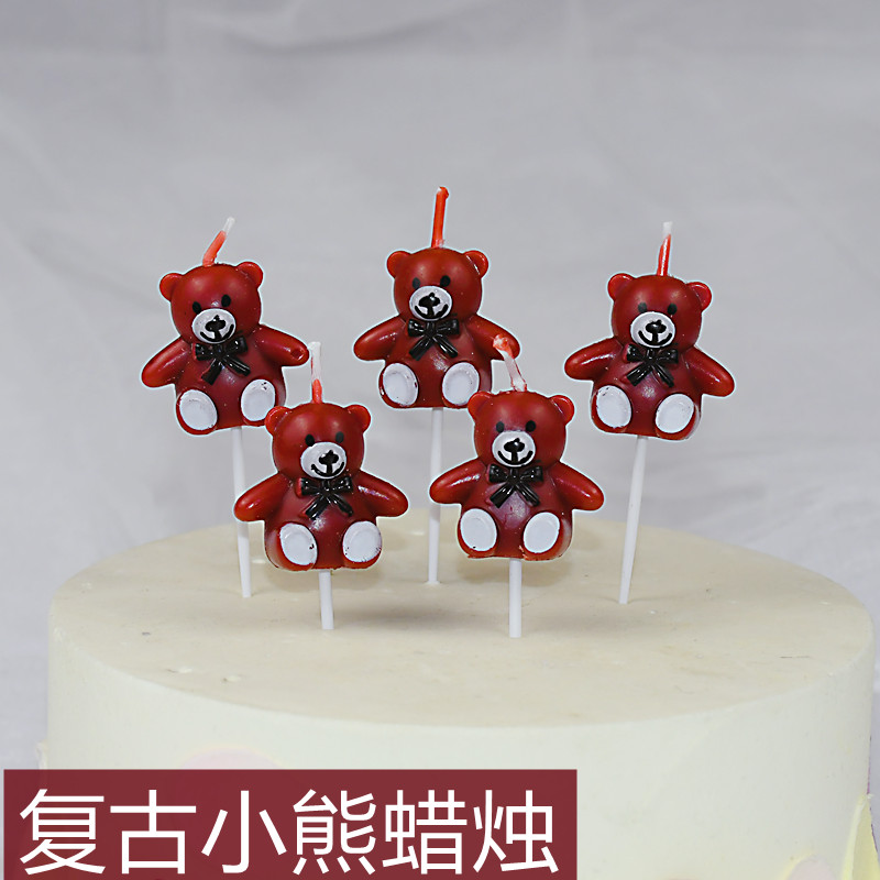 韩国ins小熊蜡烛蛋糕装饰可爱卡通小熊生日蜡烛儿童派对烘焙装扮