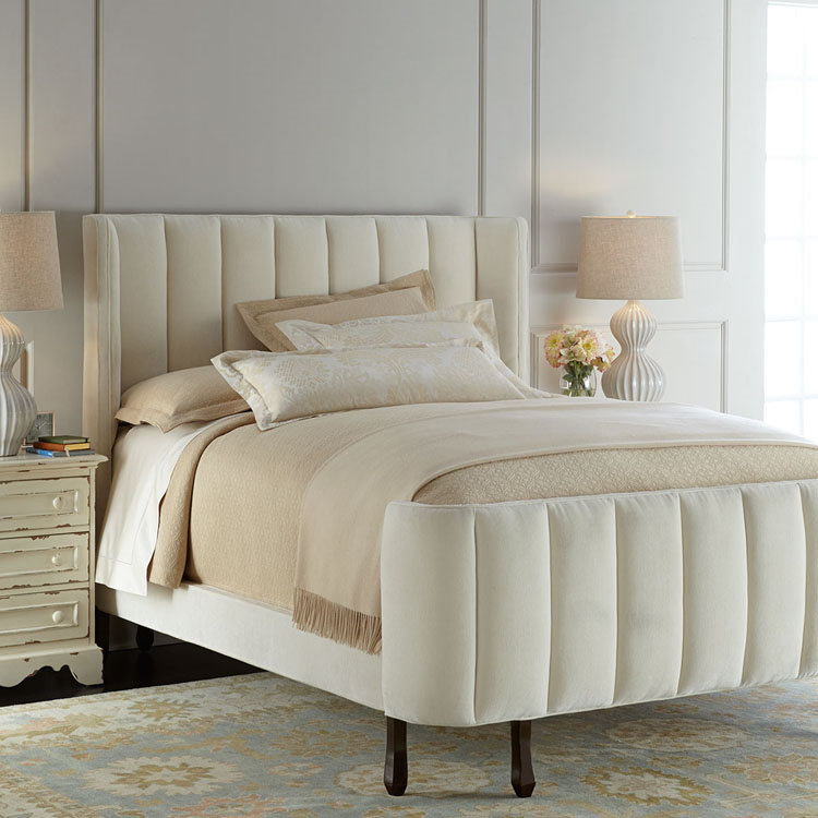 美式白色布艺双人床软包床 现代简约卧室1.8米1.5米大床 北欧