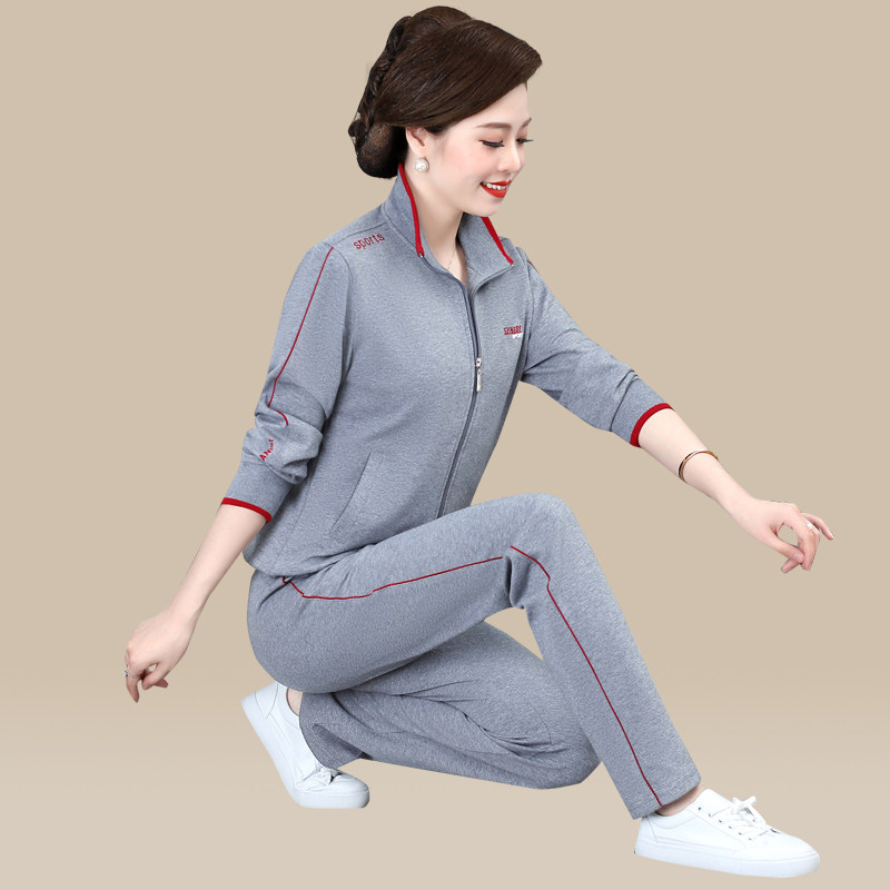 妈妈秋装运动服套装女冬装