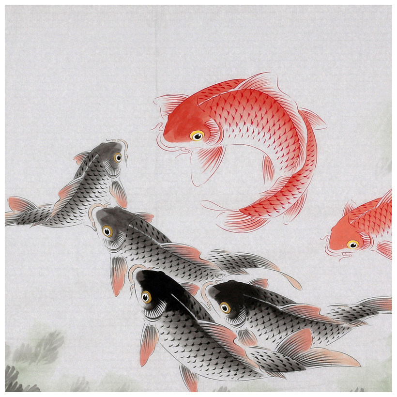 迟明《鲤跃龙门》林散之嫡传弟子 画鱼第一高手