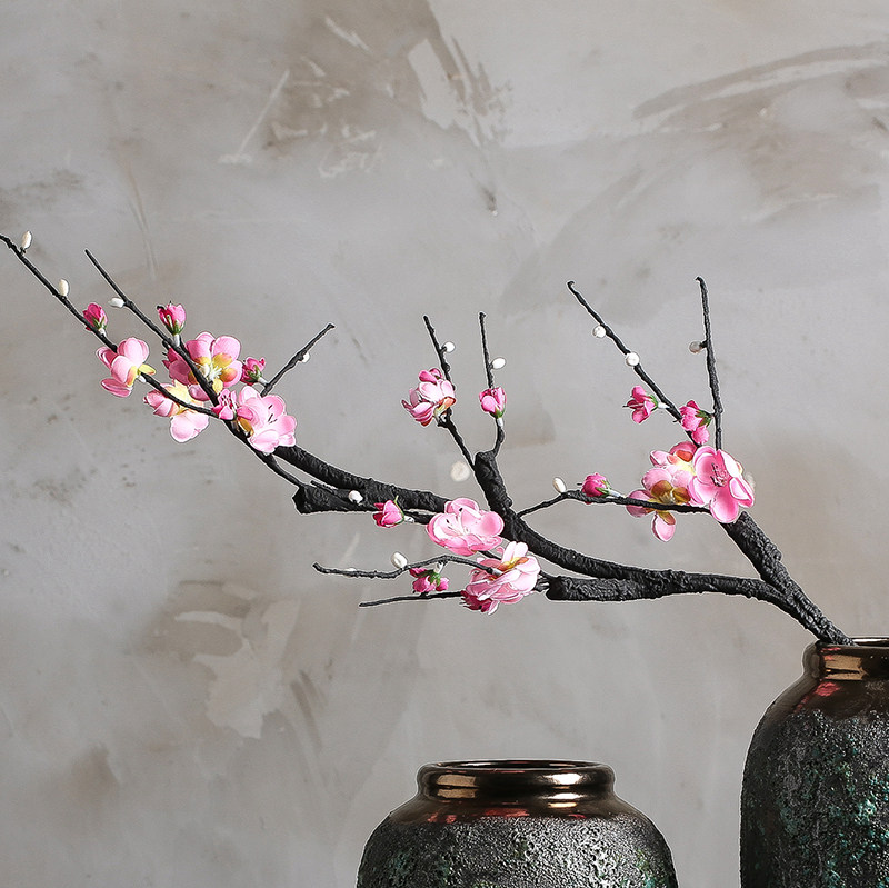 大全—新中式仿真梅花束假花腊梅复古陶瓷花瓶花艺插花家居摆放装饰品