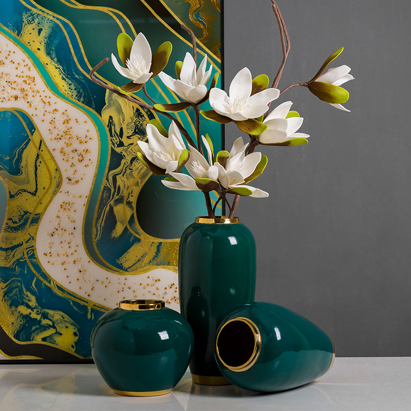 新中式轻奢陶瓷创意花瓶摆件 美式复