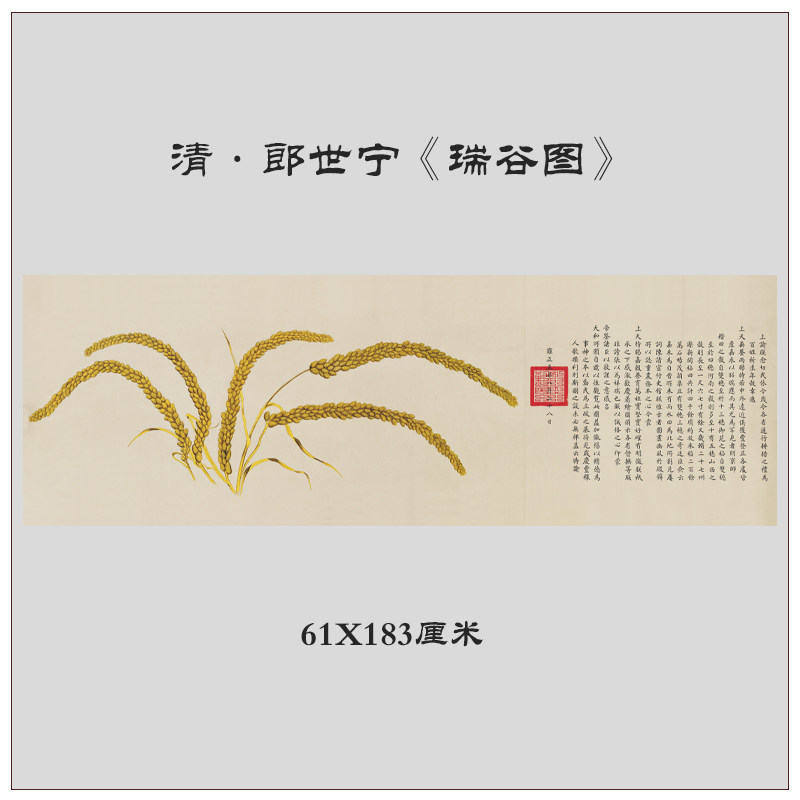 1:1清郎世宁瑞谷图古代名画谷物植物图案高清微喷复制客厅装饰画