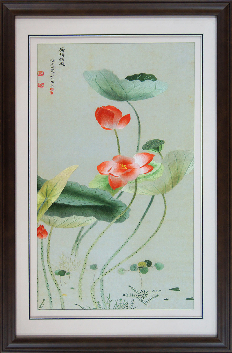 苏绣 单面绣 装饰画 《蒲塘秋艳》
