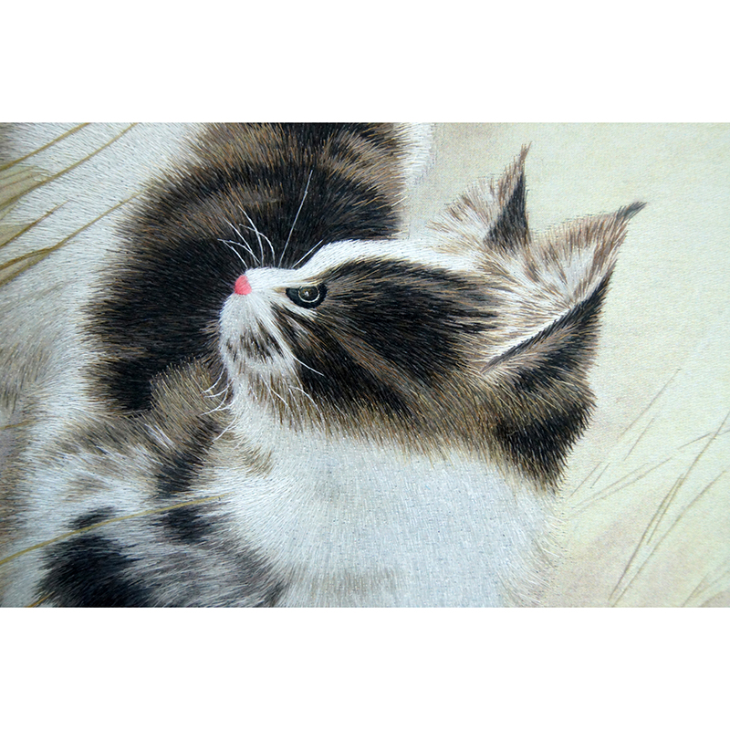 苏绣 单面绣 装饰画 动物a0725《猫戏蝶》