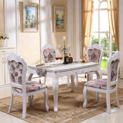欧式大理石餐桌实木餐桌长方形6人饭桌小户型4人餐台简约白色餐桌