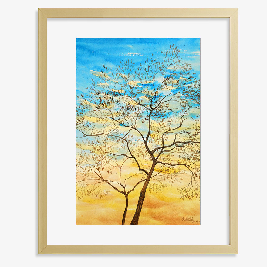吴小慧《夕阳无限好》水彩画┃画框装裱