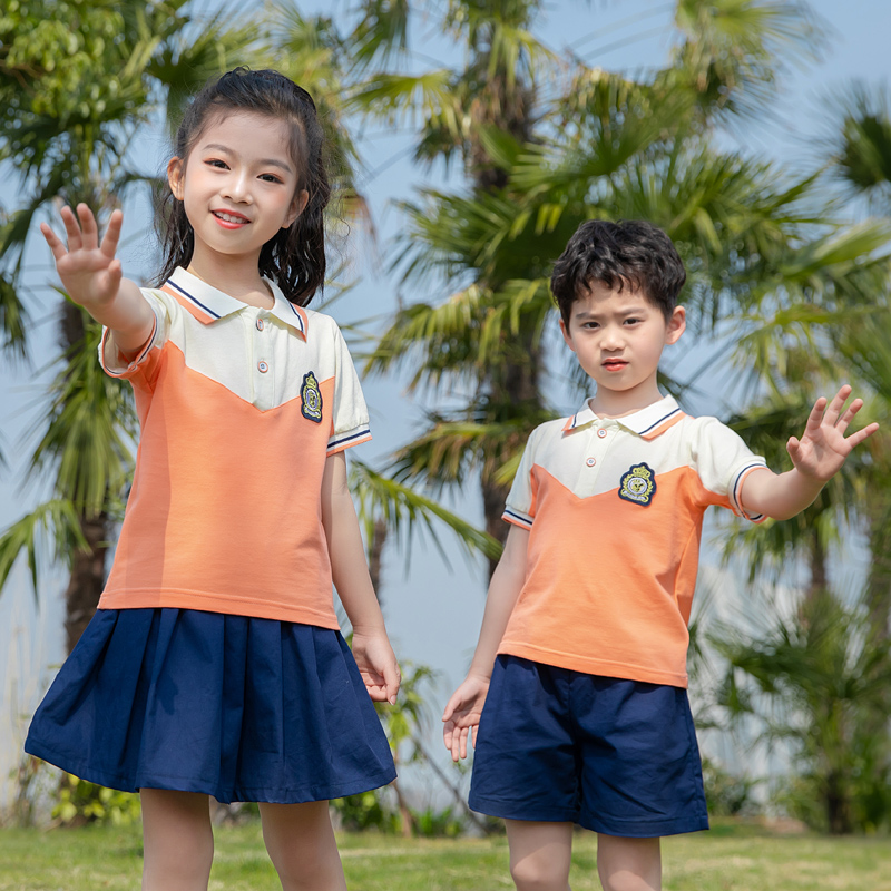 幼儿园园服夏季小学生校服儿童学院风夏季班服短袖套装毕业照班服