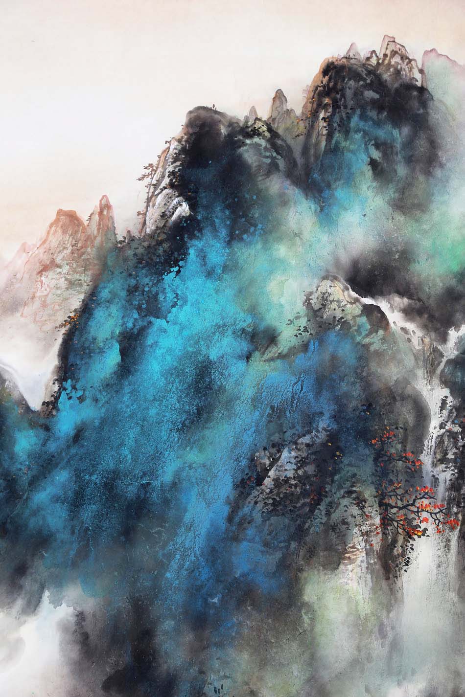 带合影 李长田《溪山访友图》广西省美协会员 墨华斋