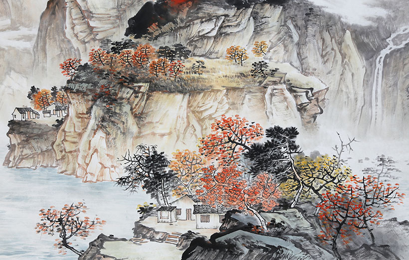 莫春生《青山吟意远》广西省美协会员 2.4米 墨华斋8376