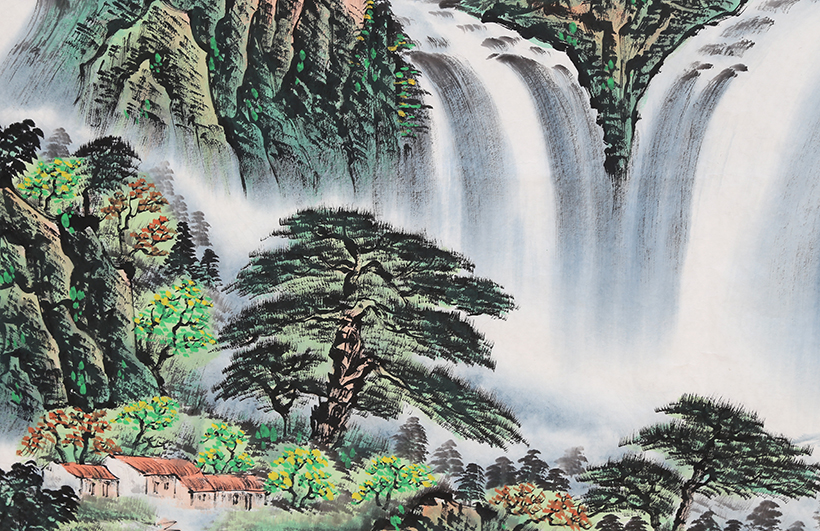 张新明《八方聚财》一元起拍字画拍卖 手绘国画山水画 墨华斋6739