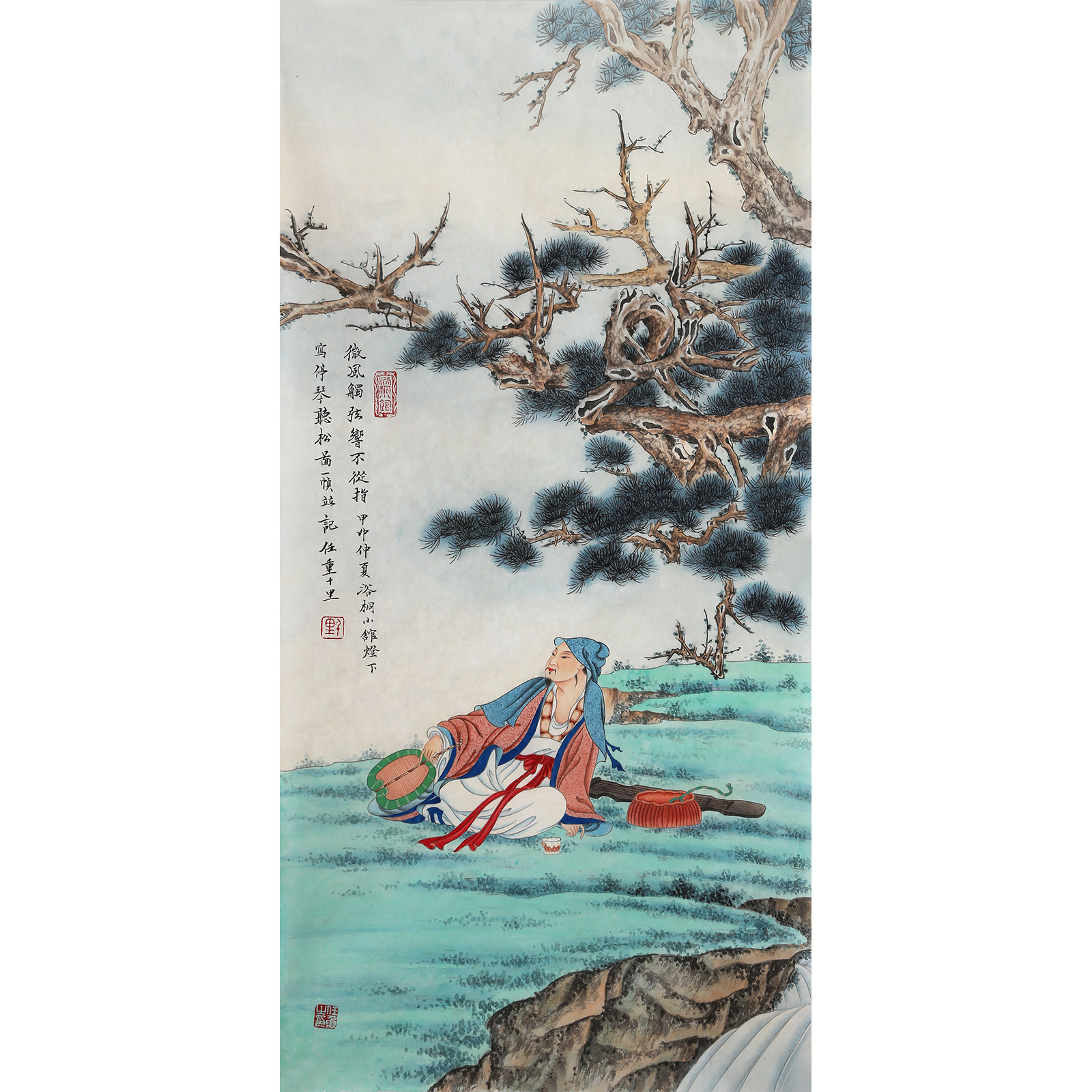 任重《停琴听松图》职业工笔画画家 精品 墨华斋3109