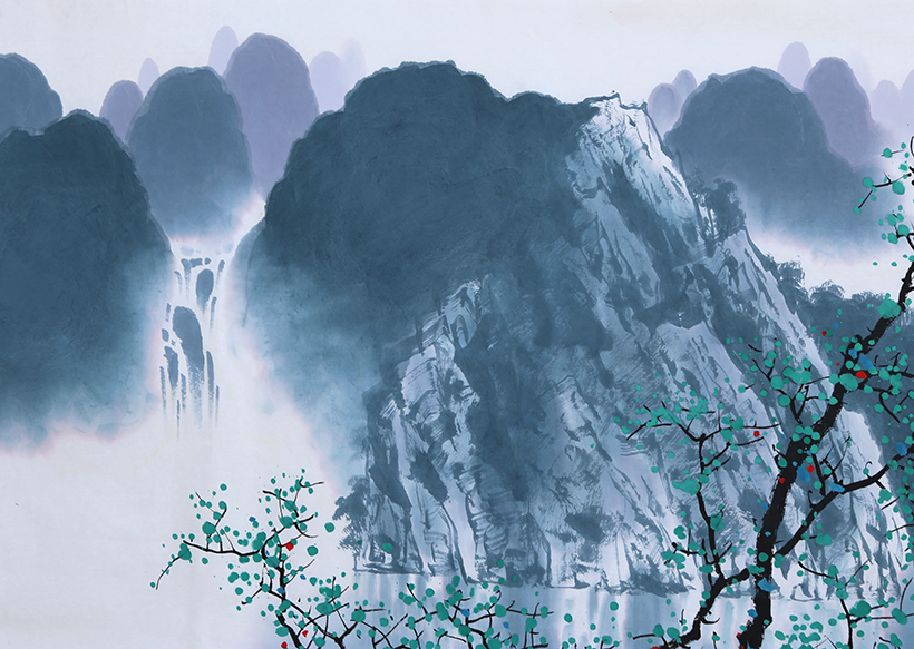 广西艺院 张泉踪《漓江,,》彩墨漓江山水画创始人独家授权9688