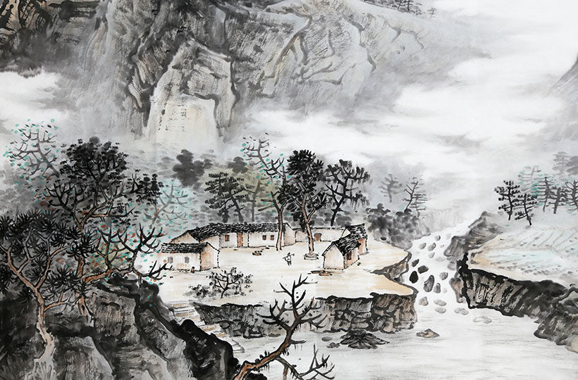 莫春生《春雨润物细无声》广西省美协会员 1.8米 墨华