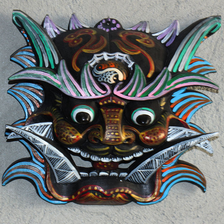 彩色吞口木雕挂大门挂件 纯手工雕刻 开山面具 一尺 只有2个