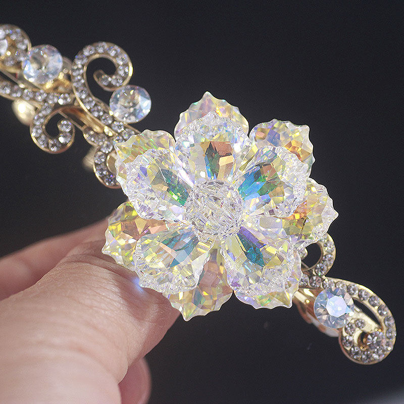 新光饰品正品韩马尾夹头饰水钻镶嵌发夹顶夹水晶弹簧夹高档发卡