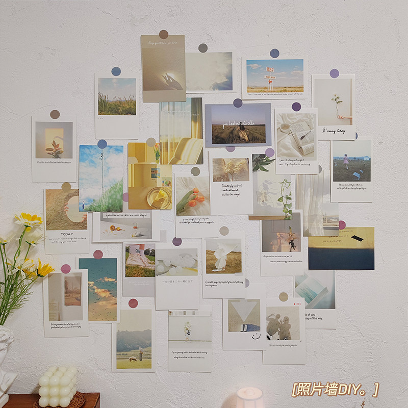 ins风小众照片墙卡片学生宿舍寝室卧室墙壁装饰贴画房间背景墙贴