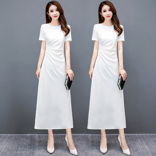 白色连衣裙女夏高级感2023新款法式显瘦裙子设计感小众赫本风长裙