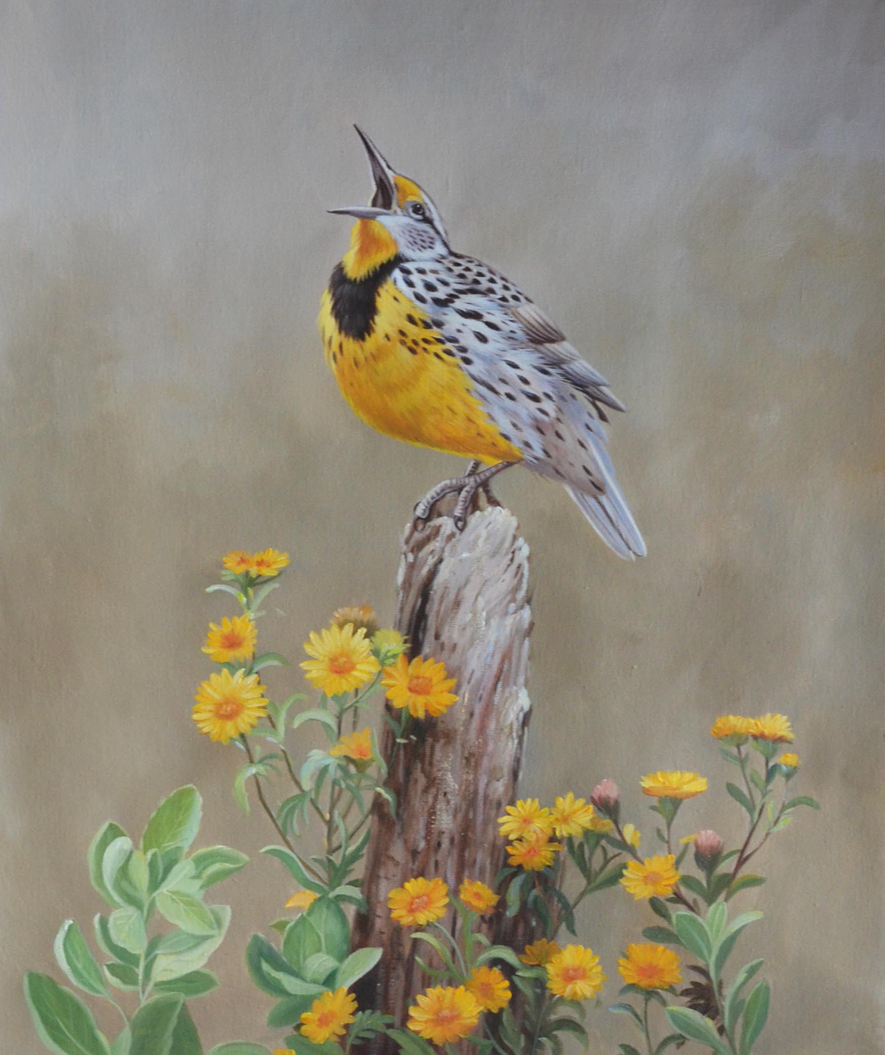 陈龙《清晨》原创布面油画 动物风景画