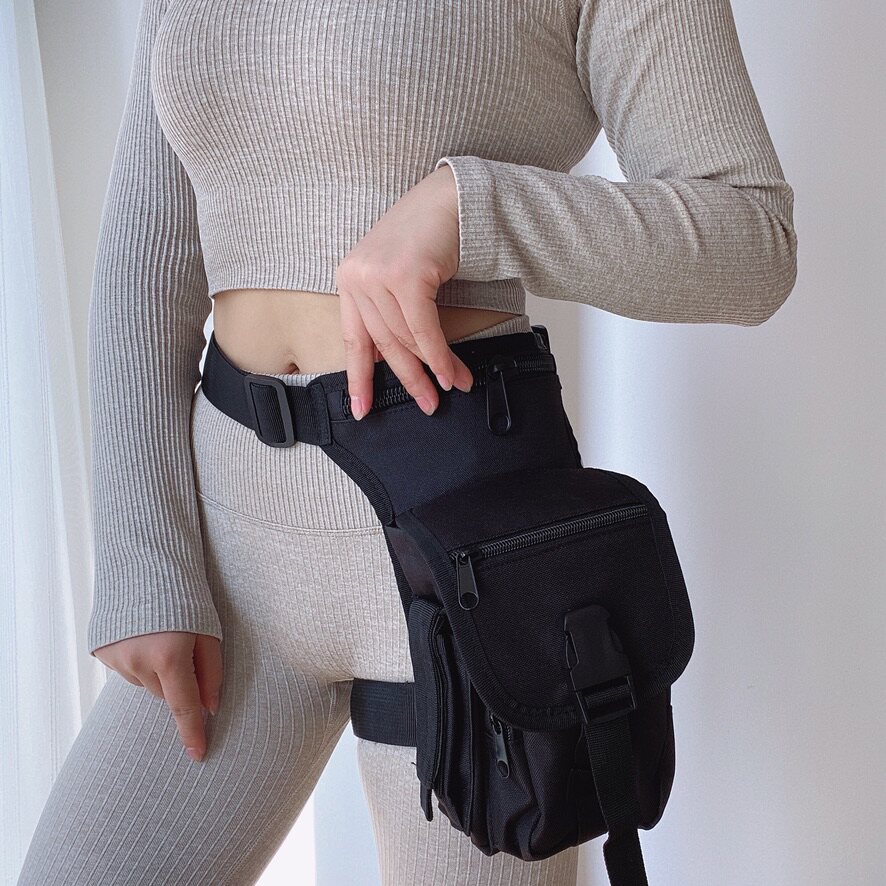 真皮腿包男疯马皮皮男士复古多功能户外登手机腰腿包潮单肩包男包