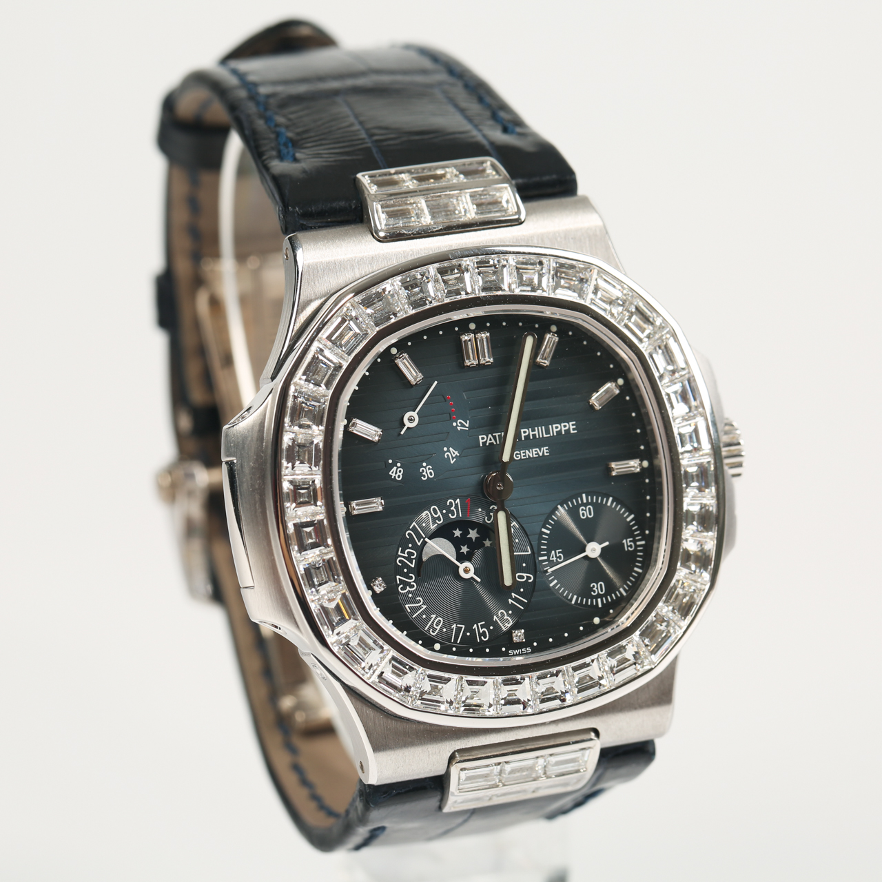 [98新]百达翡丽18k白金镶钻自动机械男表