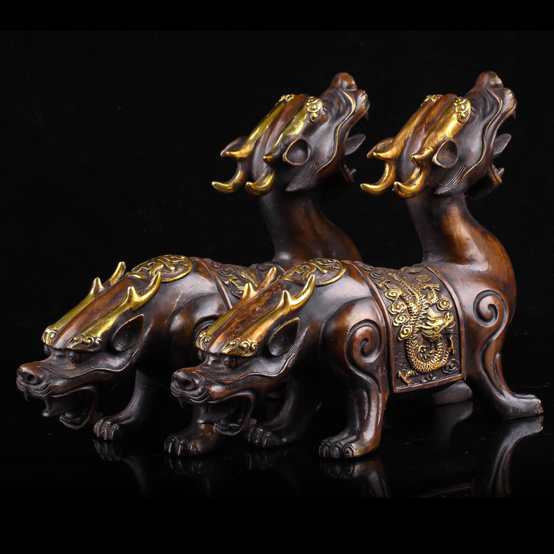 【古寺祈福】 双头龙铜摆件 5kg 镇宅庇佑 佛法加持