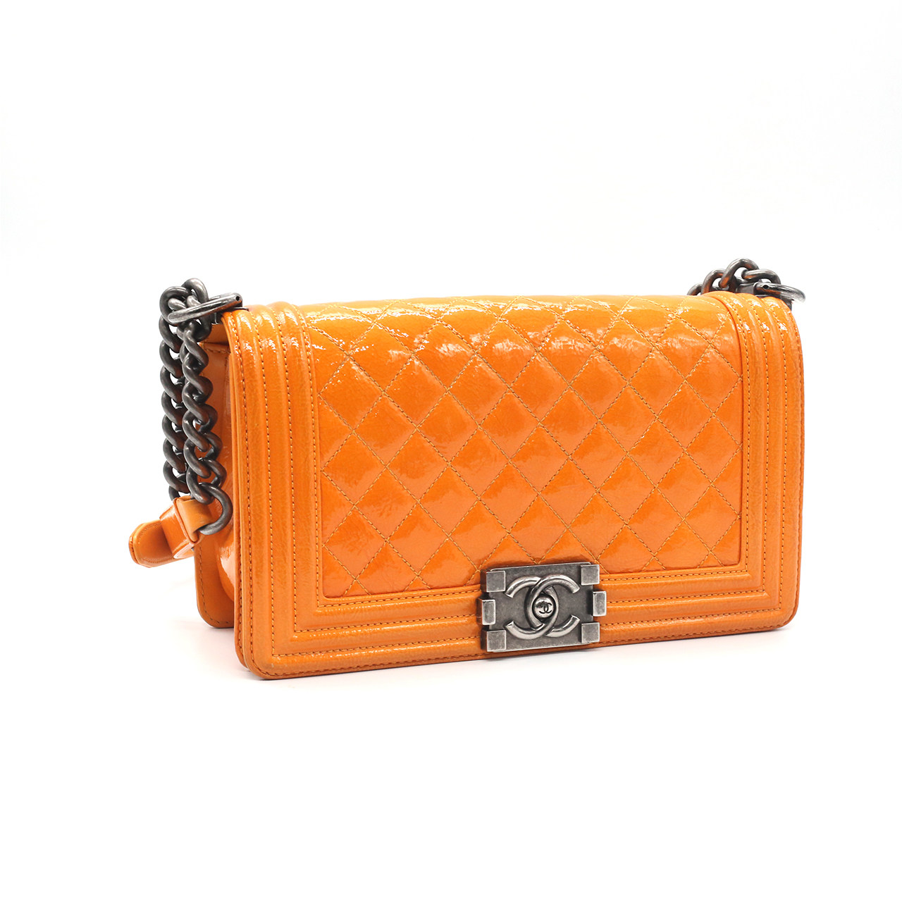 [9.8新]香奈儿chanel leboy漆皮女士单肩包