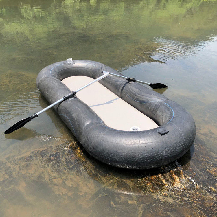 轮胎充气加厚钓鱼船拉丝硬底橡皮艇单人自制下网丁基胶内胎船耐磨