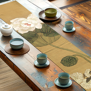 茶布简约茶席防水茶桌现代桌布中式中国桌旗禅意垫布茶几餐桌长条