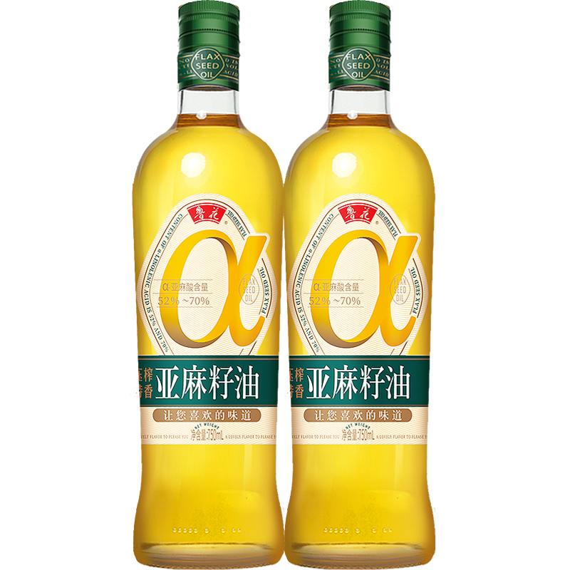 鲁花亚麻籽油压榨一级食用油750ml*1瓶凉拌炒菜家用油食用油团购