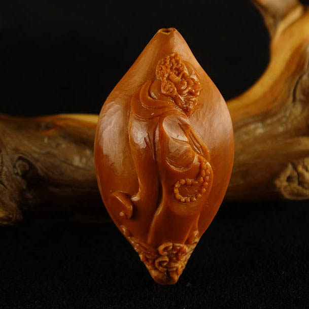 须氏核雕 《一苇渡江》 舟山核雕工艺品