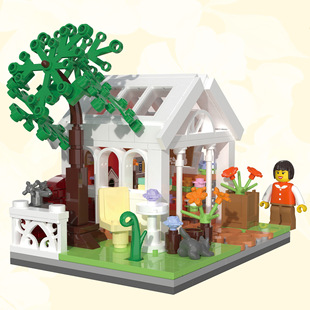 DIY拼插兼容乐高儿童小颗粒街景积木拼装小房子益智玩具礼物
