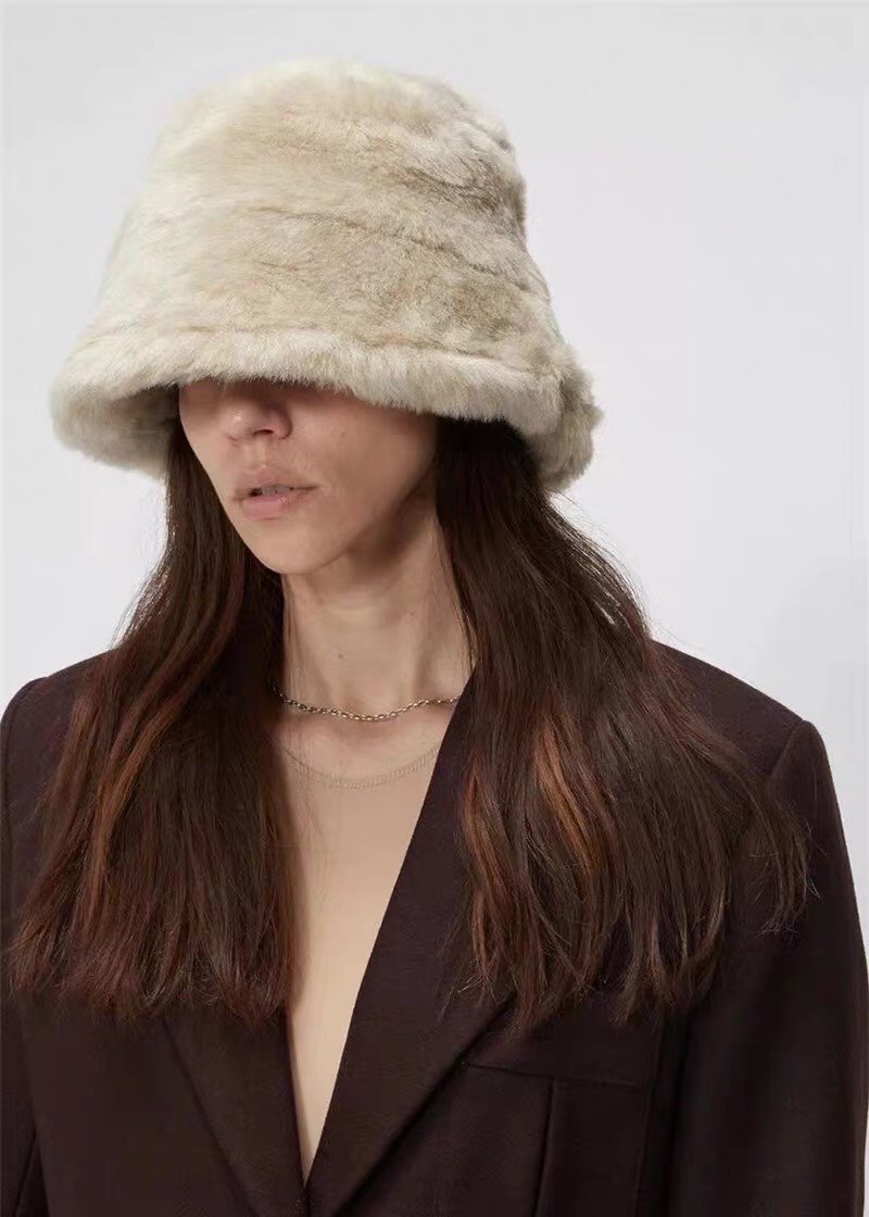 毛绒绒～2021秋冬新款小众clyde卷边暖皮草水兵帽渔夫帽保暖帽子