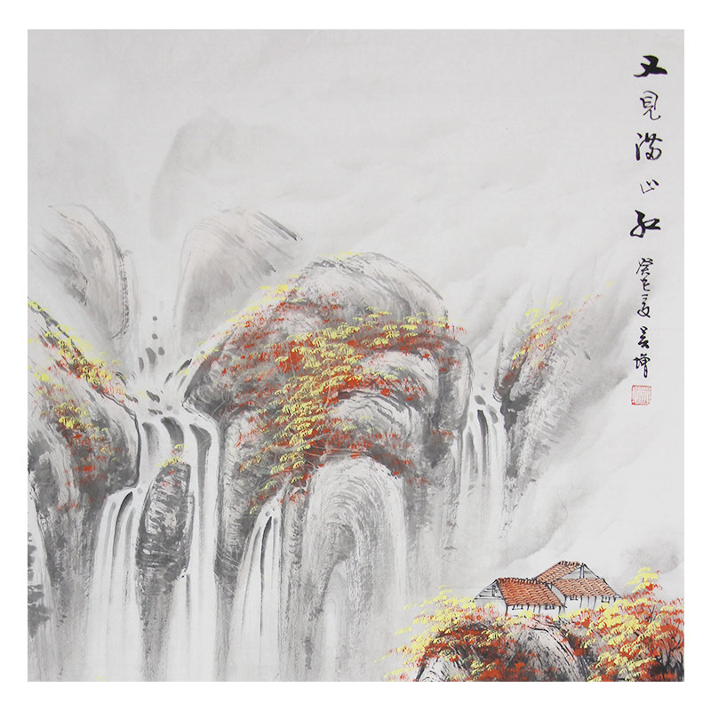吴增《又见满山红》夜现观音136x67cm