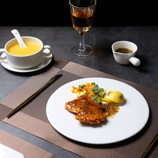 西餐牛排餐盘刀叉套餐创意陶瓷西式圆形平盘意面寿司餐厅餐具家用