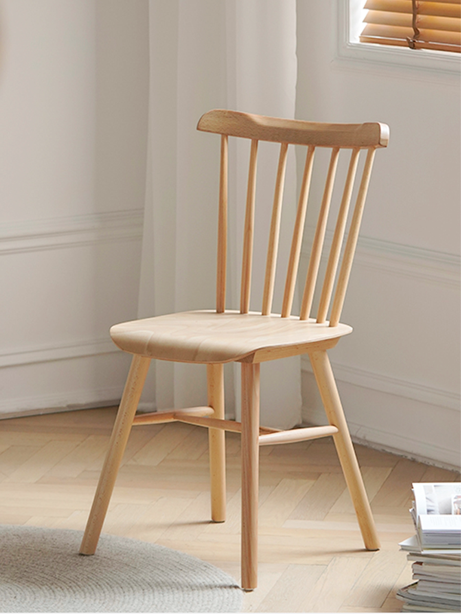 北欧设计餐椅温莎椅全实木靠背椅餐厅复古vintagens网红椅子家用