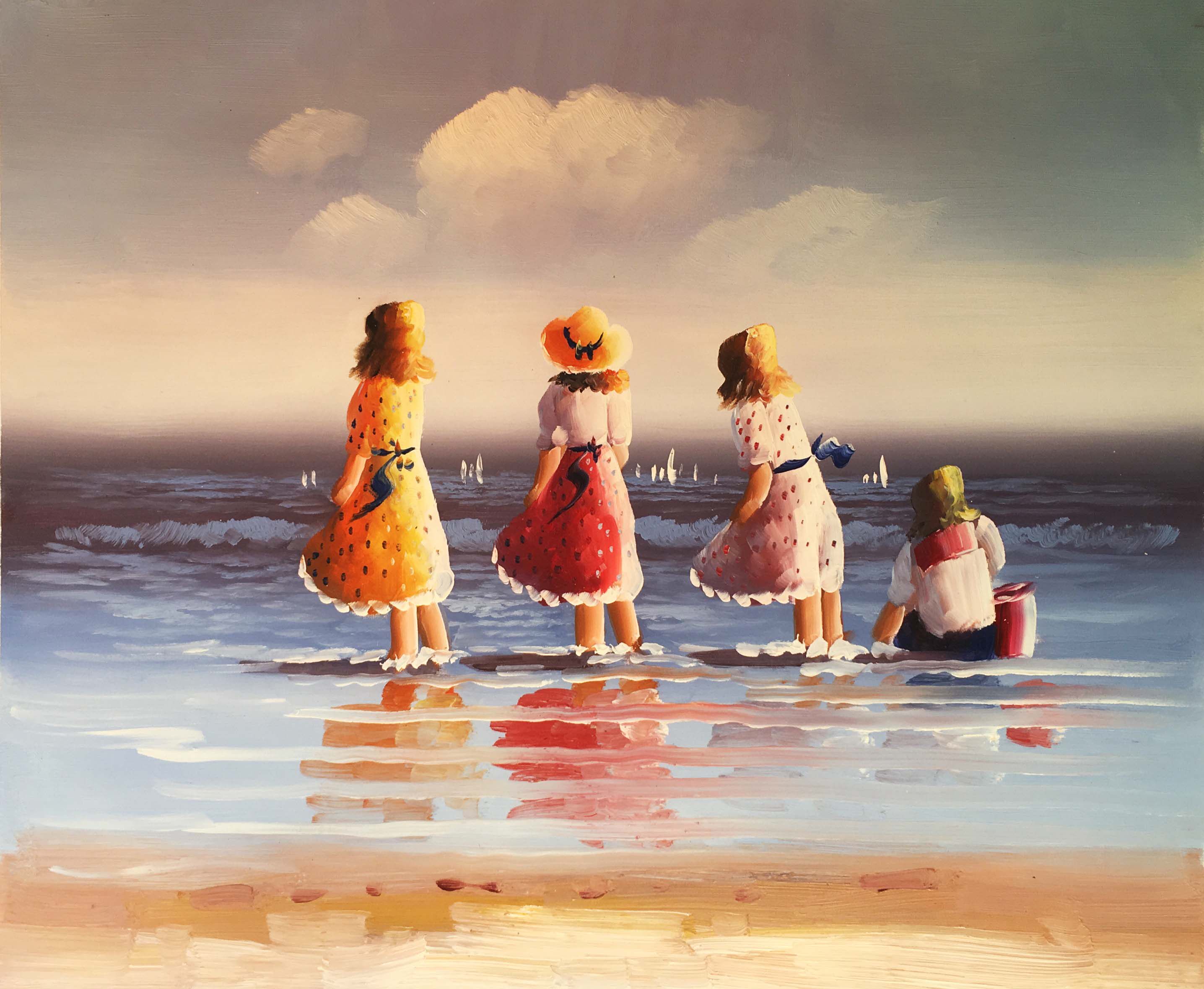 王德平《一起去看海》布面油画