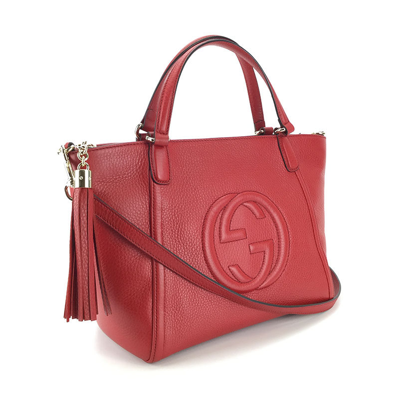 [9.8新]gucci古驰女士红色手提单肩包