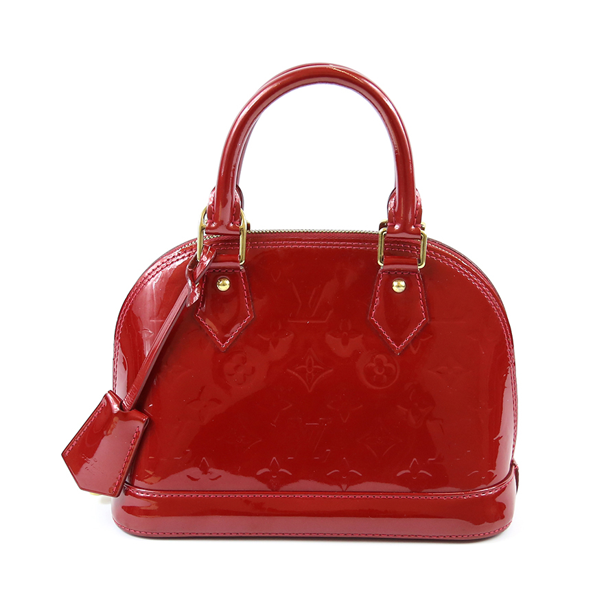 [9.5新]路易威登lv女士almabb正红色漆皮手提贝壳包