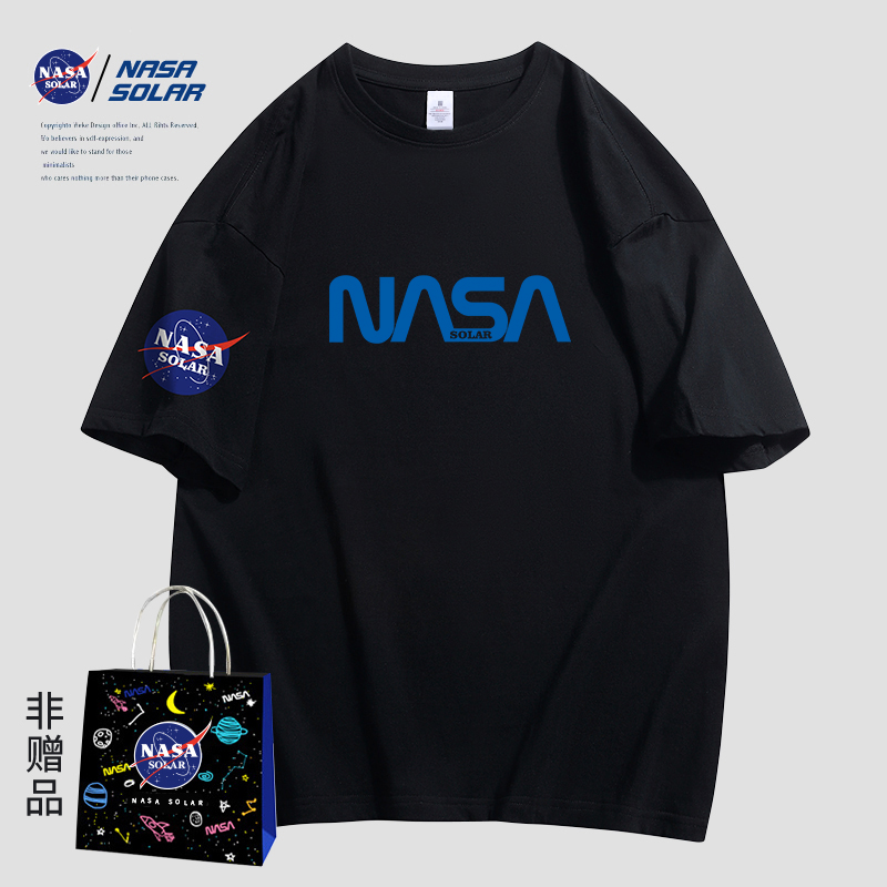 NASA联名款2022卡通夏季情侣休闲纯棉潮牌短袖T恤男女上衣潮流t