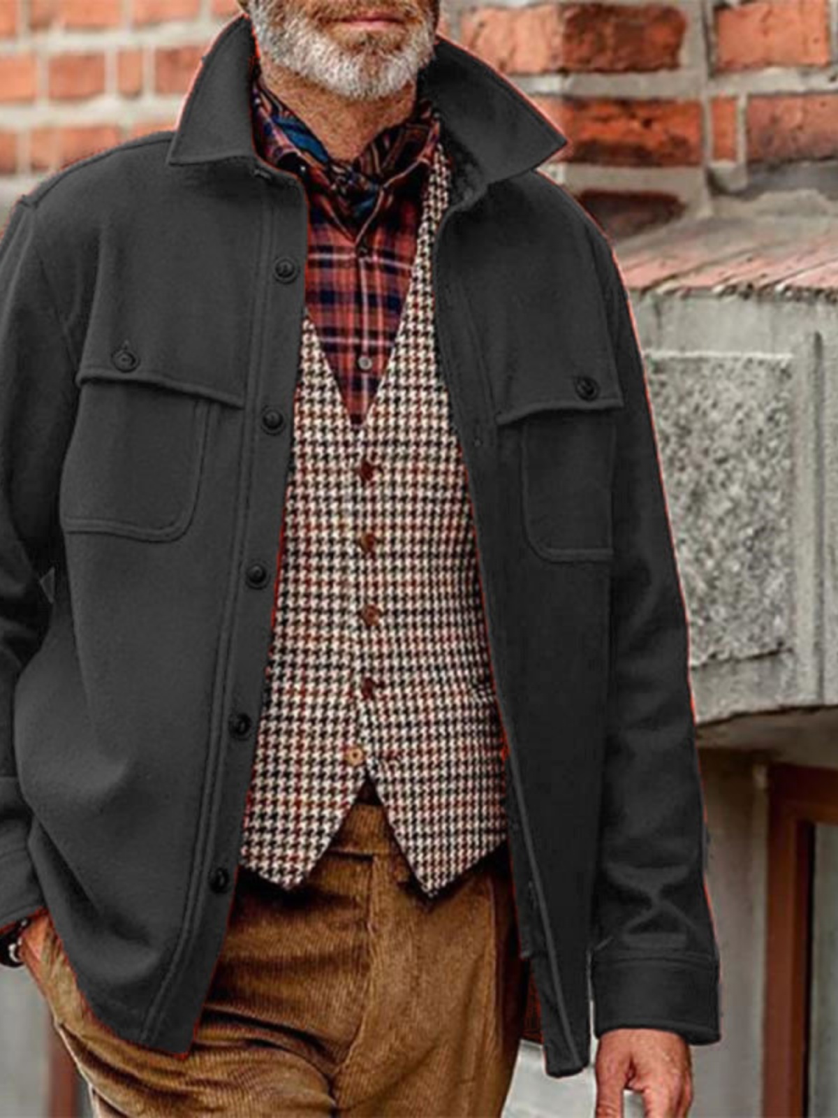 买手品质时尚男装跨境欧美纯色外套修身单排扣重工复古男士夹克潮