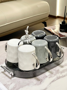 轻奢喝水杯家用套装客厅高级感陶瓷马克杯杯子茶杯早餐杯杯具套装