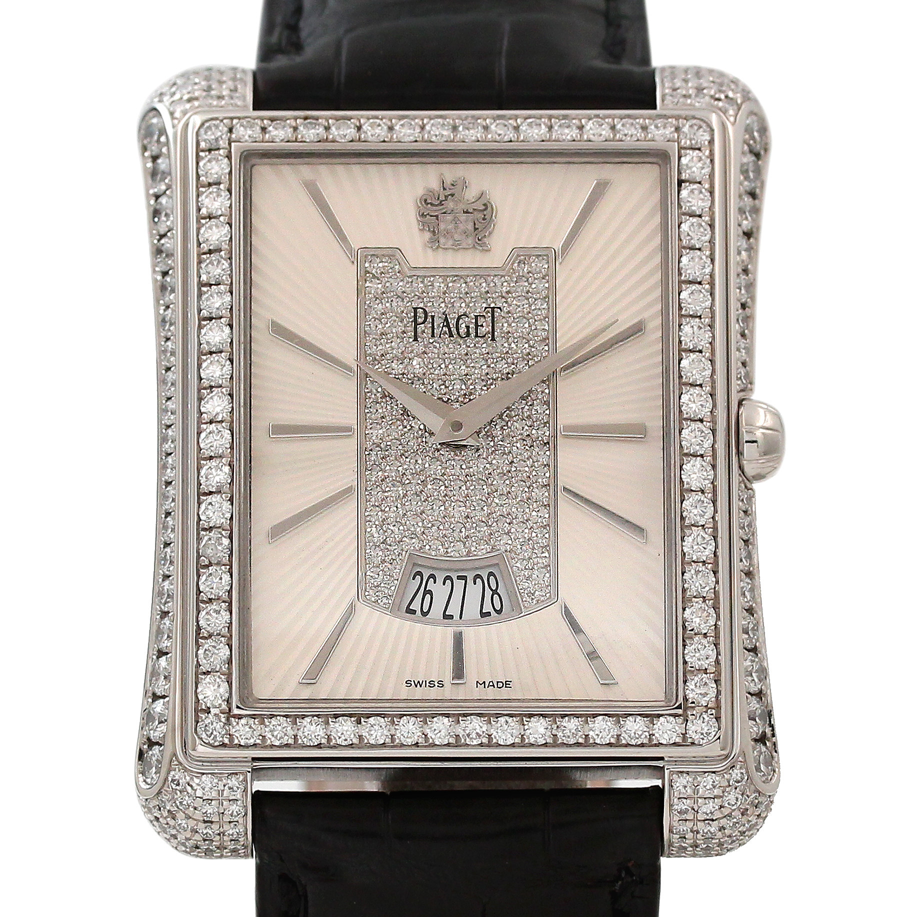 [9.5新] 伯爵 黑带18k白金镶钻自动机械男表